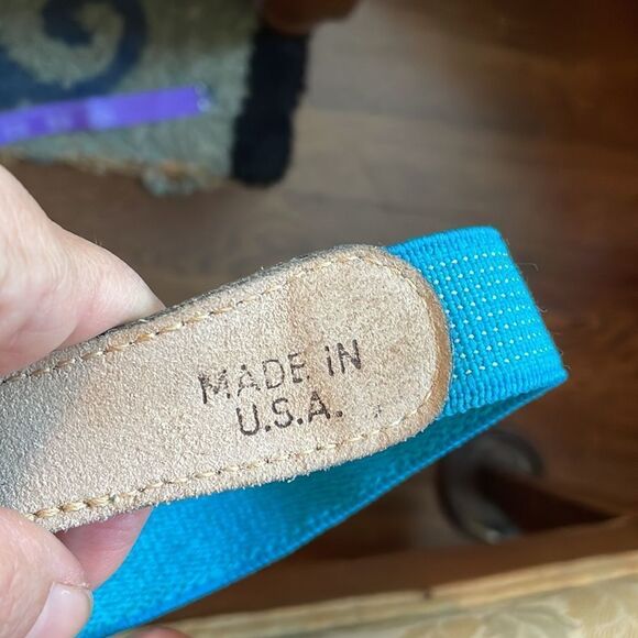 Vtg NWT Anne Klein for Calderon teal blue elastic belt - Picture 6 of 8